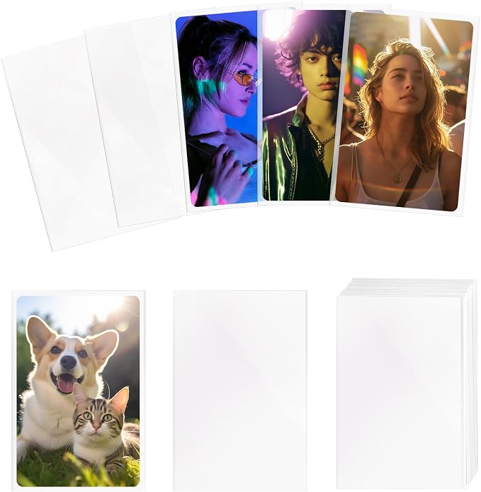 200 Pcs Kpop Photocard Sleeves Holder, 58 x 89 mm, fits 54 x 86 mm and 55 x 85 by Prudiut