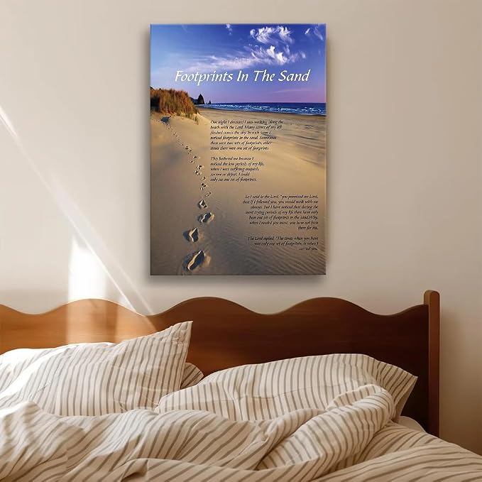 Zapeeitt Footprints in the Sand Wall Art Decor, Canvas Prints, Inspirational - Image 4