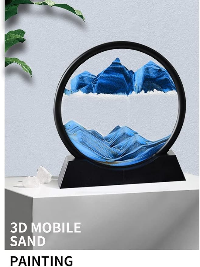 SOFLIY 3D Dynamic Sand Art Liquid Motion, Moving Sand Art Picture Round Glass - Image 3
