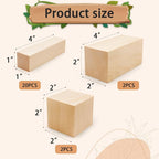 Basswood Carving Blocks for Crafts, Cymuber 24 PCS Whittling Wooden Blockss Kit - Image 2