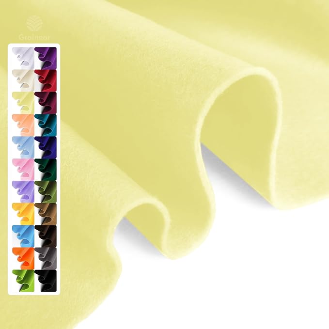Pale Lime Yellow Soft Felt Fabric Sheet 36" x 36", 1.6mm Thick, Premium Craft by Grainear