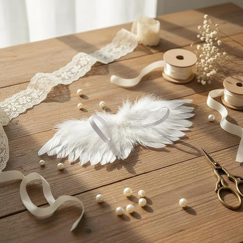 1 Pc White Mini Black and White Angel Feather Wings Doll Feather Wings - Image 2