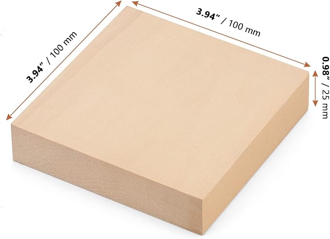 LEXININ 20 PCS 4 x 4 x 1 Inch Square Wood Carving Blocks, Unfinished Basswood - Image 2