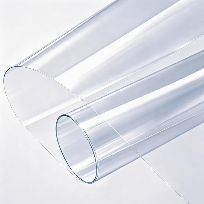 SHISU Clear Vinyl Fabric 0.2mm Thin Roll, Waterproof PVC Sheet | Transparent by SHISU