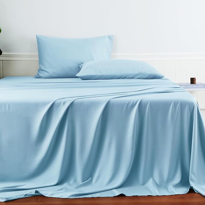 Bamboo Viscose Flat Sheets Only, 400 Thread Count Sateen Weave Twin Size Flat - Image 2