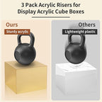 3Pcs Gold Acrylic Riser Display Stands Mirrored Nesting Cube Boxes | Pedestal - Image 8