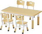 Brelley Height Adjustable Toddler Table and 4 Chairs Set, Graffiti Desktop - Image 8