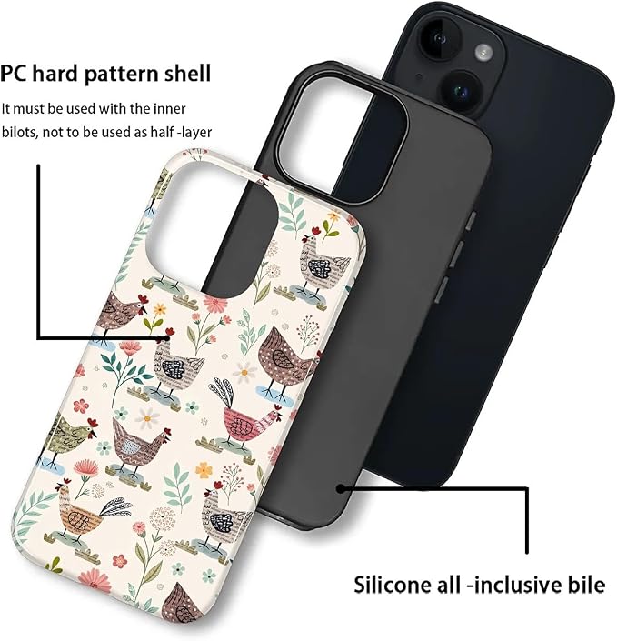ZHEGAILIAN Case for iPhone 13 14, Chicken Farmhouse Animal Rooster Durable - Image 2
