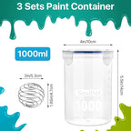 3 Sets Paint Container with Stainless Steel Mixing Ball, Plastic Paint Storage - Image 3
