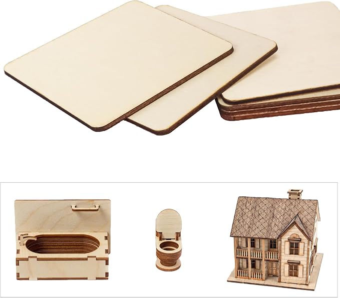 220 PCS 3 Inch Blank Wood Square, 3 x 3 Inches Unfinished Wood Pieces, Blank - Image 3