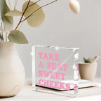 Take a Seat Sweet Cheeks Pink Acrylic Wall Decal, 4x4 Inch Fun Bathroom Decor - Image 6