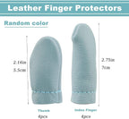 Mayboos 4 Pairs Leather Finger Protector Needle Felting Knitting Finger Thimble - Image 2