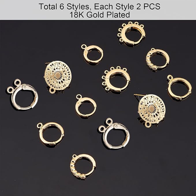 PH PandaHall 18K Gold Plated Huggie Hoop Earrings, Hole 1~2mm - Image 6