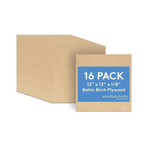 3 mm Baltic Birch Plywood 1/8 x 12 x 12 Inch, Box of 16 B/BB Grade Craft Wood by Woodpeckers