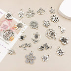 WOCRAFT 120pcs Antique Silver Fower Charm - Image 4