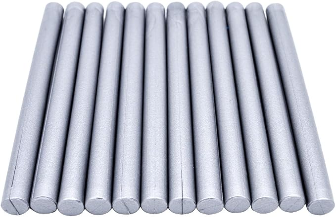 Large Silver Wax Seal Sticks for Standard Glue Gun, standard glue gun, 12 pack by TELOSMA