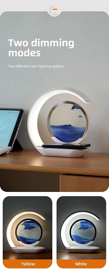 LED Table Lamp with Wireless Charging, Crescent Moon Design - Image 7