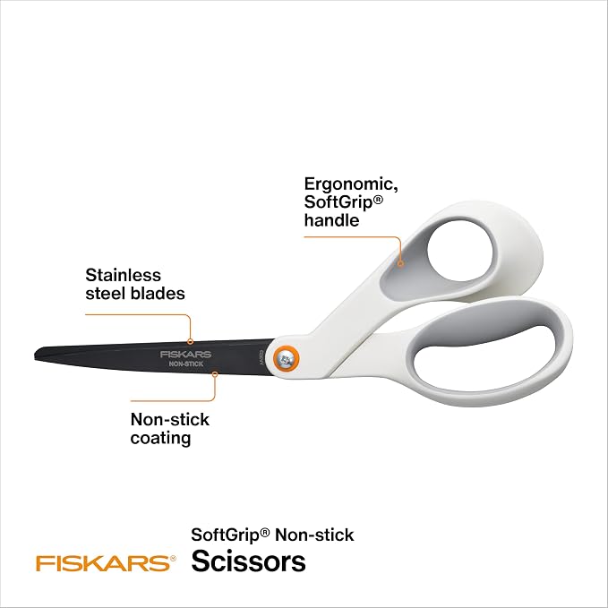 Fiskars 8" Premium Non-Stick SoftGrip All Purpose Scissors - Image 2