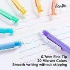 Lineon Erasable Gel Pens, 20 Colors Retractable 0.7mm Fine Point Erasable Pens - Image 5
