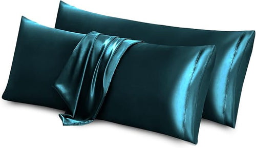 Aormenzy Satin Body Pillow Cover Set of 2, 20x54 Inches Dark Teal Case by Aormenzy