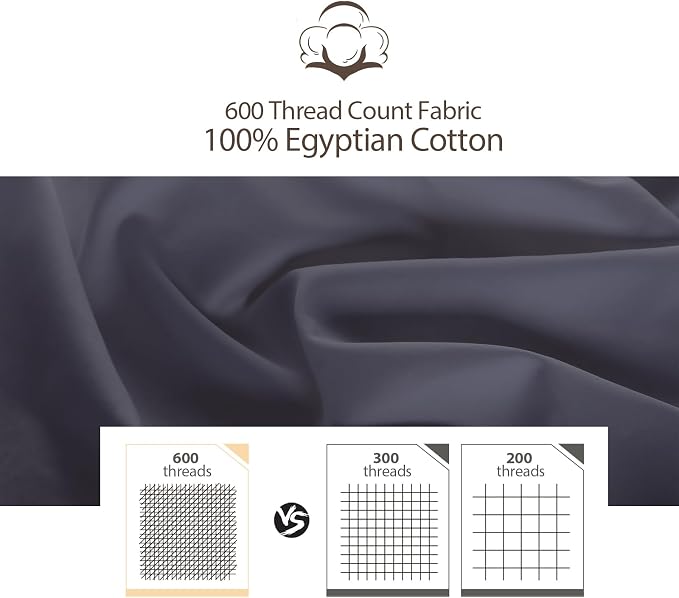 100% Egyptian Cotton Fitted Sheet King Size, 600 Thread Count, Soft & Elastic - Image 5