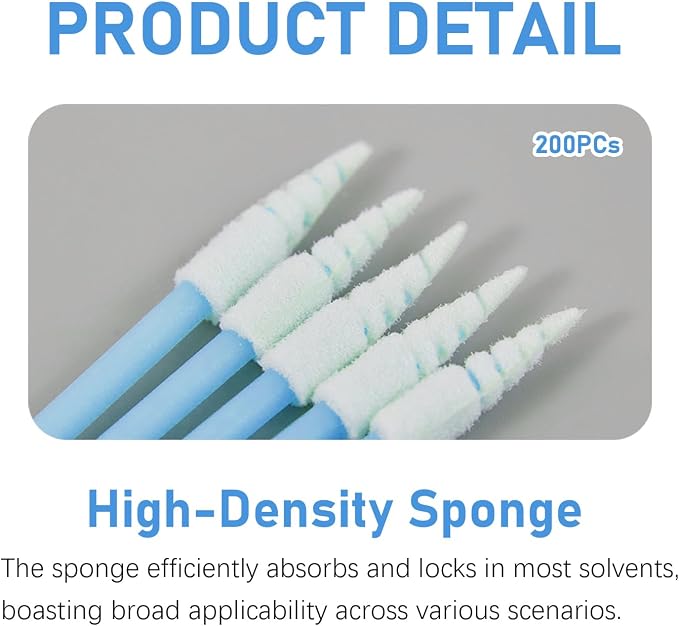 200 Pcs Cleaning swabs, Lint Free High Density Foam Sponge Lab Tip Swab Sticks - Image 4