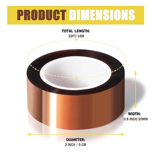 MEBMIK 4 Rolls 20mm x16m Heat Tape High Temperature Heat Resistant Tape Heat - Image 2