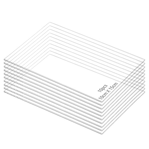 QWORK Clear Acrylic Sheets 10 Pack, Laser Cut Clean Edges, Cast Acrylic Board by QWORK