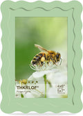 5x7 Picture Frame with Mat for 4x6, Wavy Edge Wooden Real Glass Photo Frame for by THKRLOF