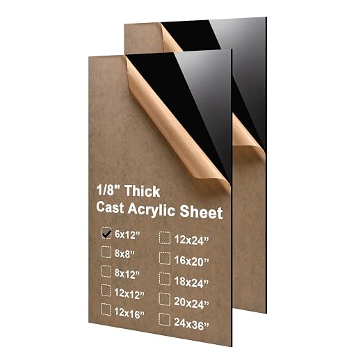 KINLINK 6x12 Plexiglass Sheets 1/8 inch Thick - 3mm Black Cast Acrylic Sheet by KINLINK