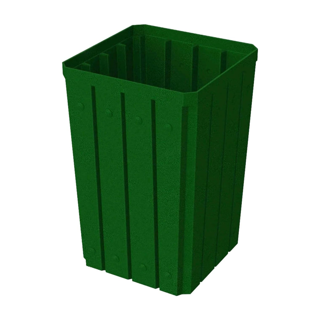 32 Gallon Square Slatted 100% Recycled Plastic Heavy-Duty Commercial Outdoor or Indoor Trash Can with Push Top Lid | Great for Schools and Businesses - Green Granite