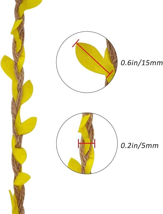 33 feet Natural Twine Yellow Leaf Jute 3ply 2MM Rope Hemp Burlap Ribbon String - Image 3
