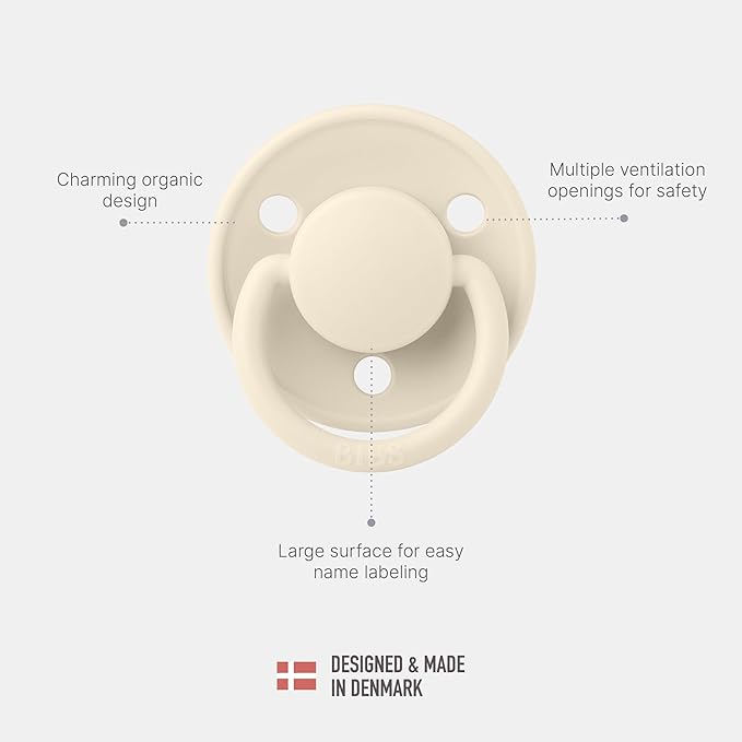 BIBS De Lux Baby Pacifier 2-Pack | Made in Denmark | BPA Free Dummy Soother, Round Nipple. Silicone, OneSize (0-36 Months), Nordic Mint/Island Sea
