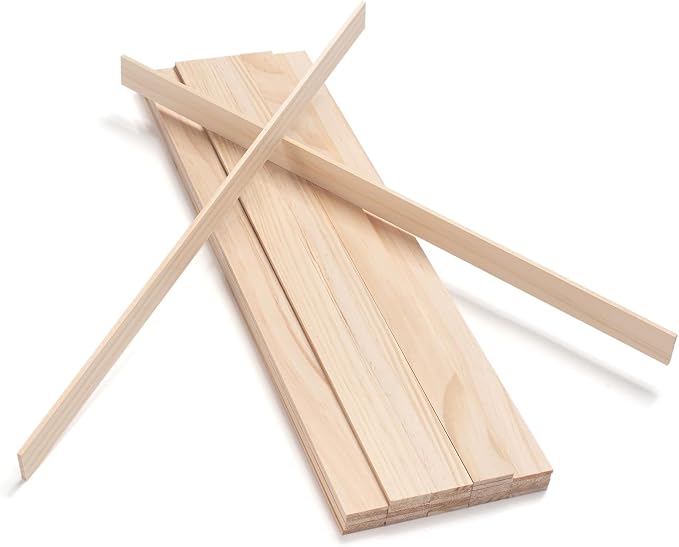Wooden Dowels for Crafts, Wood Slats Trim Strips for Wall 1/8" × 1" × 17.5" by Coowayze