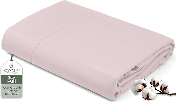Royale Linens 100% Organic Cotton Full Flat Sheet Only by ROYALELINENS