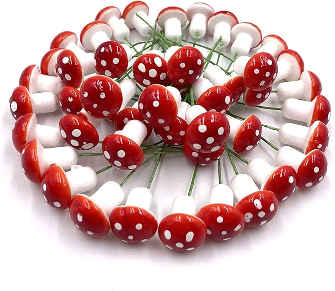 Aliotech 50 Pieces Mini Mushroom Miniatures Artificial Garden Fairy Bonsai by Unknown
