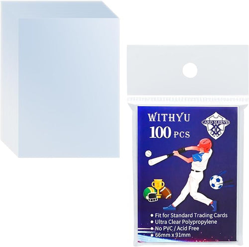 100 Pcs Soft Trading Card Sleeves, Top Loading Sleeves by WITHYU