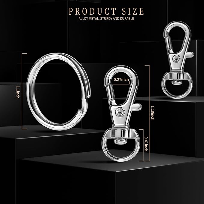 LEOBRO 100PCS Keychain Clip and Key Ring, Lobster Claw Clasps, Key Chain Rings - Image 3