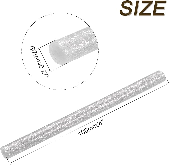 uxcell Mini Hot Glue Sticks for Glue Gun 7mm x 100mm Glitter Bright Silver 12pcs - Image 2