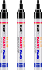 Black Paint Markers, 3 Pack Oil-Based Waterproof Quick Dry Permanent Paint Pen by Craiiby