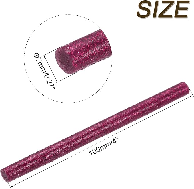 uxcell Mini Hot Glue Sticks for Glue Gun 7mm x 100mm Glitter Rose Red 12pcs - Image 2