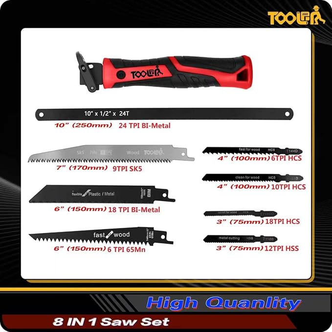 8-In-1 Multi Blades Hand Saw, Drywall Cutter. Hacksaw. Long Blade, Jab Saw - Image 3