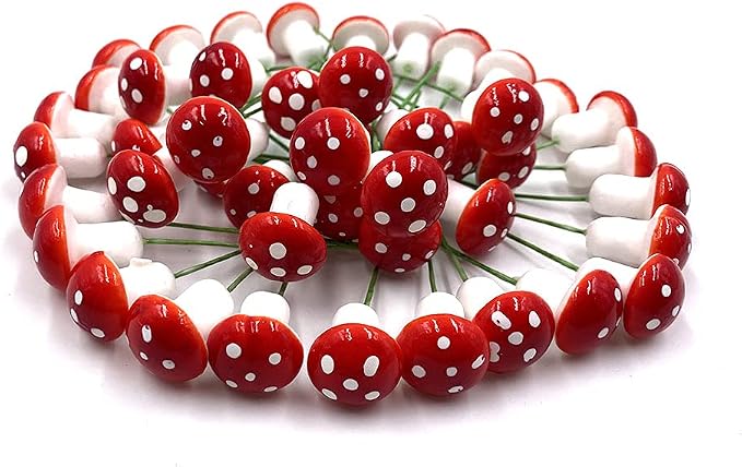 Aliotech 50 Pieces Mini Mushroom Miniatures Artificial Garden Fairy Bonsai - Image 2