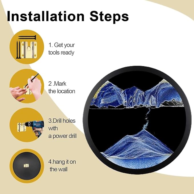 TNSLGHS Moving Sand Art, Wall Mounted Sand Art Liquid Motion, 360°Rotate Moving - Image 4