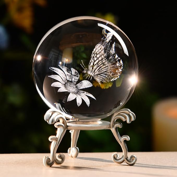 Butterfly Gifts for Women Butterfly Crystal Ball | Butterfly Glass Gifts for by ZRENJHUS