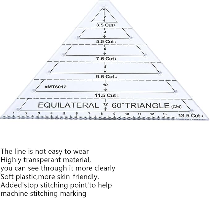 Fayelume 60 Degree Triangle Ruler, Acrylic Triangle Quilting Ruler, High - Image 4