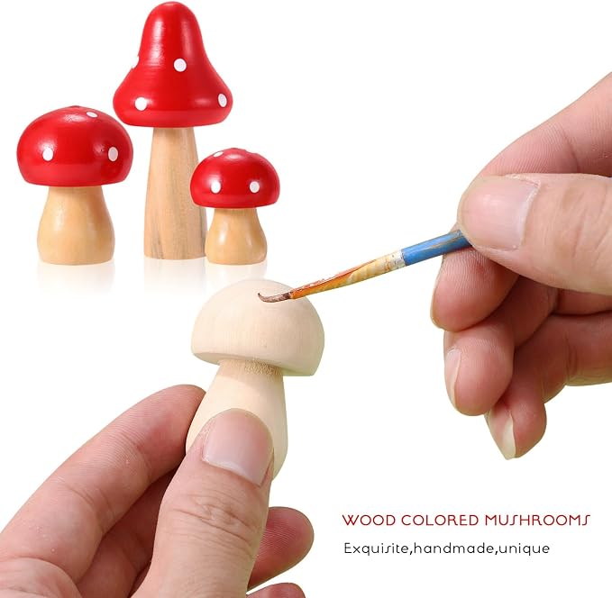 Kisangel 20pcs Mini Wood Mushrooms Wooden Trees Unpainted Little Pegs - Image 6