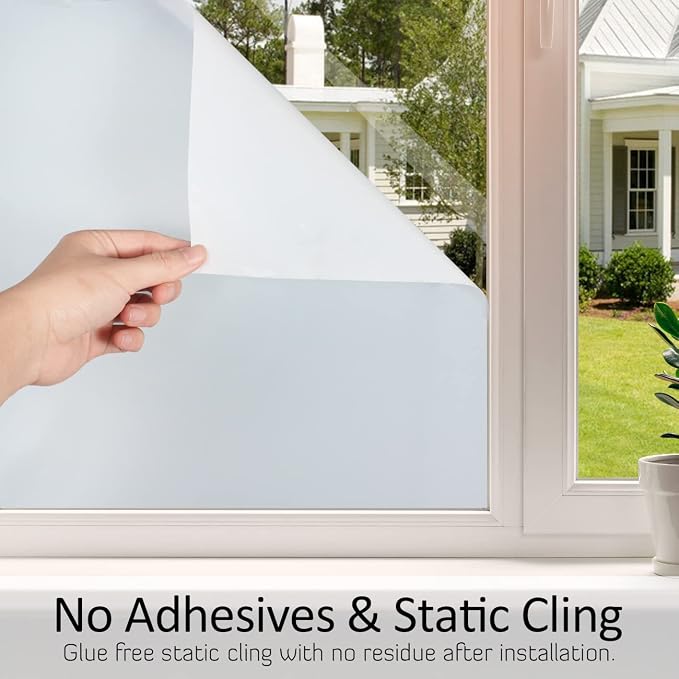 HIDBEA Frosted Window Privacy Film Non-Adhesive, Reusable Window Glass Films - Image 5