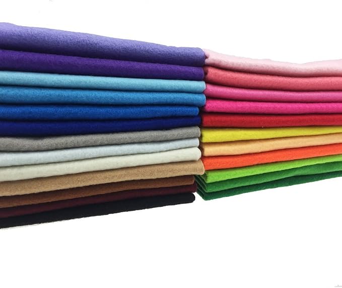 24pcs Thick 1.4mm Soft Felt Fabric Sheet Assorted Color Felt Pack DIY Craft by flic-flac