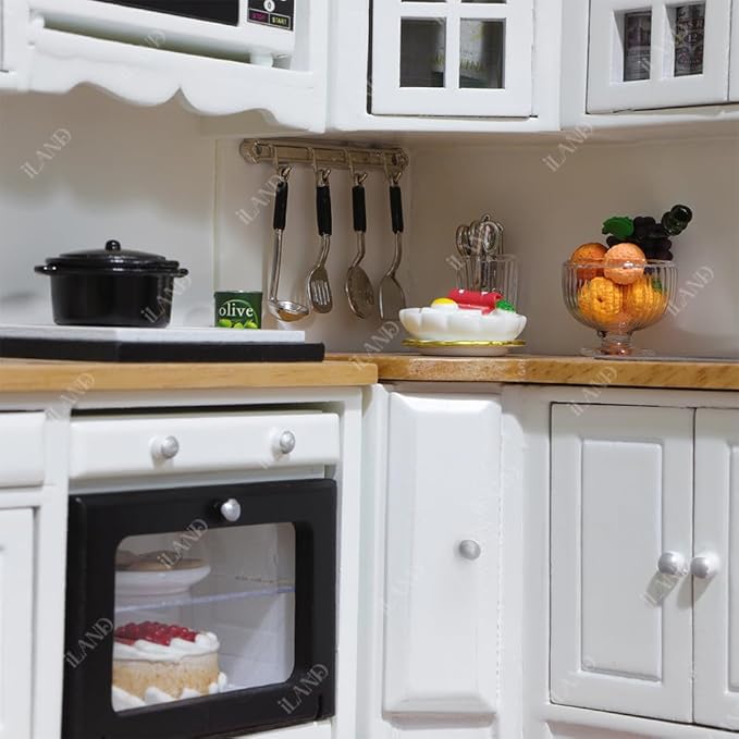 iLAND Dollhouse Furniture and Accessories Set Dollhouse Kitchen Modern Kit - Image 4